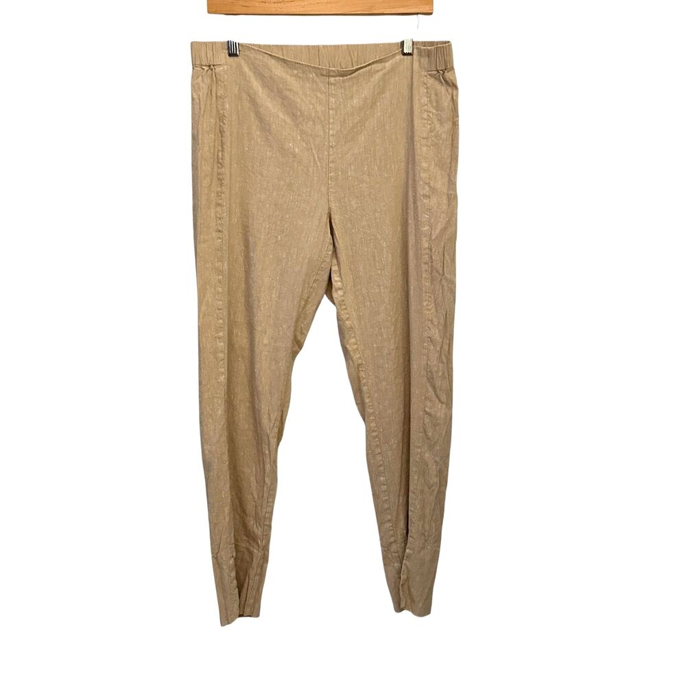 J. Jill Beige Linen Stretch Cropped Pants with Elastic Waist Size M Tall